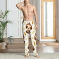 thumbnail image 5 of Uemuo Sloth Yoga Pattern Men's Wide Leg Palazzo Lounge Pants with Pockets Light Weight Loose Comfy Casual Pajama Pants-Small, 5 of 9