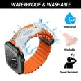 thumbnail image 6 of Bandini Magnetic Clasp Soft Rubber Silicone Ocean Ripple Strap for Apple Watch Band Ultra 1, 2 & Series 9/8/7/6/5/4/3/2/1/SE - 41/40/38mm - Orange Silicone iWatch Band for Apple Watch for men & women, 6 of 7