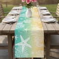 thumbnail image 4 of Teal Yellow Ombre Coastal Table Runner 72 Inches, Sea Nautical Summer Beach Starfish Coral Bed Runner Dresser Scarves Tabletop for Indoor Outdoor Parties/Ceremony/Banquet, 18" x 72", 4 of 8