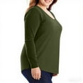 thumbnail image 4 of Aboser Plus Size Tops for Women Long Sleeve Basic Tees Oversized Scoop Neck T-Shirts Casual Solid Color Tee Shirt Loose Fit Comfy Tshirt Top Army Green XXXL, 4 of 7