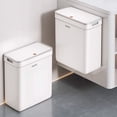 thumbnail image 3 of Joybos Wall Mounted Trash Can, Kitchen Compost Bin with Lid, 4 Gallon / 15.1 Liter Slim Plastic Trash Can, Small Garbage can, Hanging Waste Bin for Kitchen, Bathroom, Living Room, Bedroom, White, 3 of 11