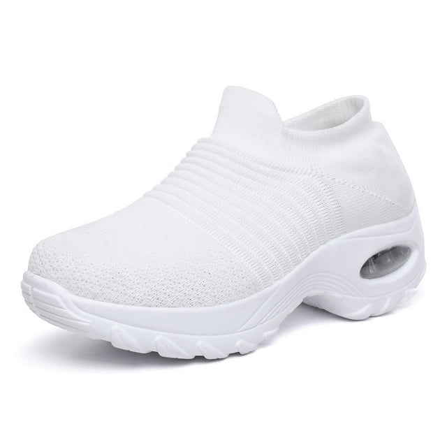 Women Slip On Mesh Walking Shoes Air Cushion Comfortable Platform Working Sneakers