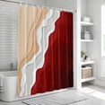 thumbnail image 6 of Red Coastal Beach Bathroom Shower Curtains with 12 Hooks Polyester Waterproof Shower Curtain for Stalls and Bathtubs Farmhouse Abstract Ocean Waves Striped Decorative Bathroom Curtain 72x96 Inches, 6 of 9