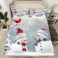 thumbnail image 2 of jejeloiu Cute Cartoon Snowman Twin Sheet Sets,Happy New Year Twin Fitted Sheet,Merry Xmas Flat Sheet For Kids,Microfiber Bedroom Decor,3pcs, 2 of 7