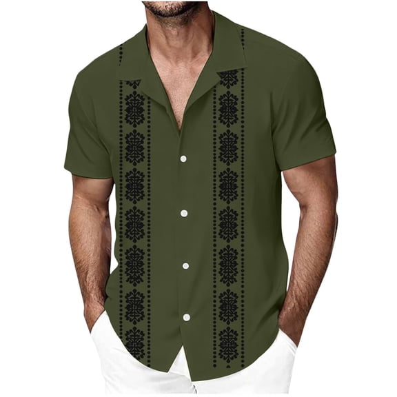 Oalirro Men's Silky Smooth Short Sleeve Button-Up Shirt for Special Nights