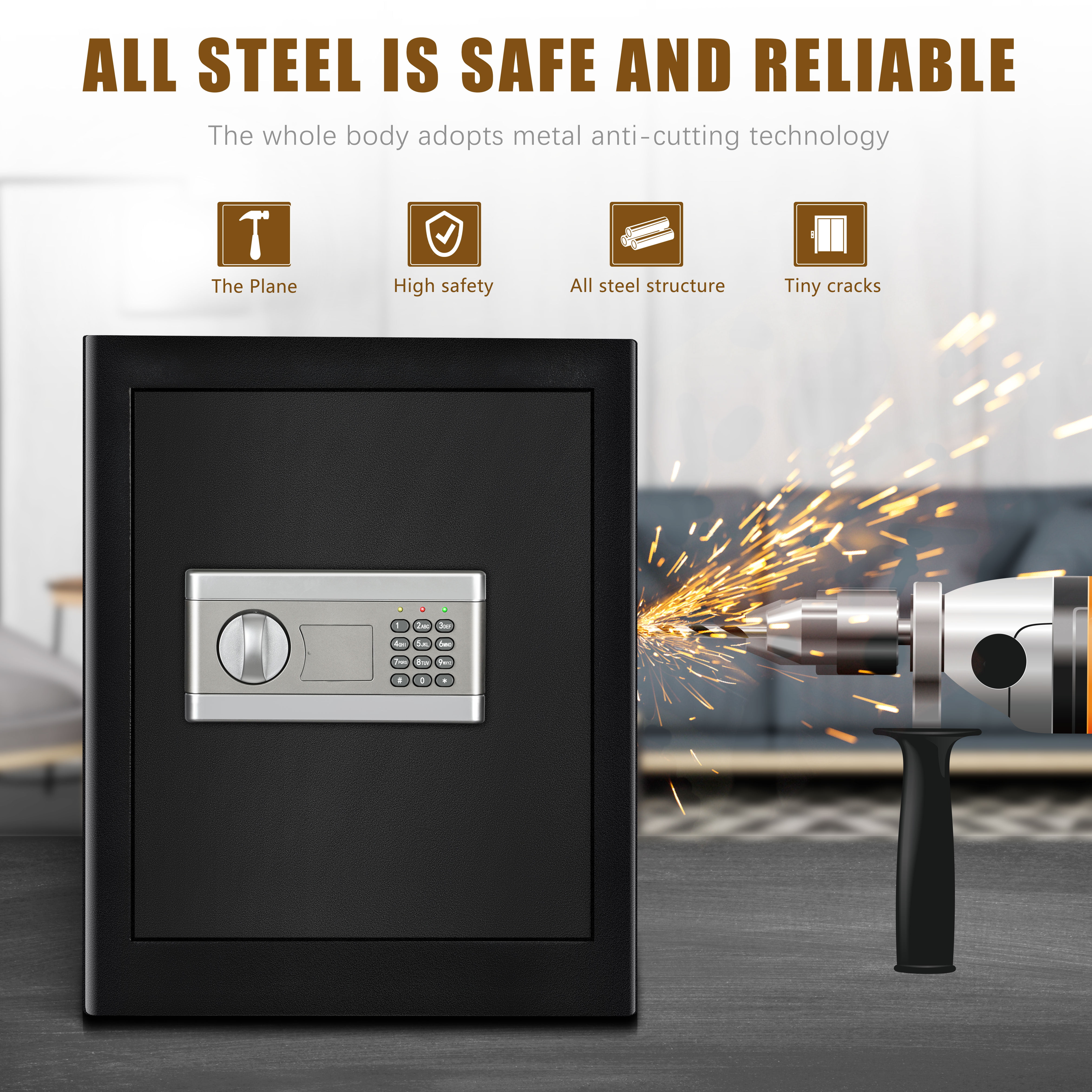 Stalwart 65-E17-B Electronic Deluxe Digital Steel Safe Grey Gray 