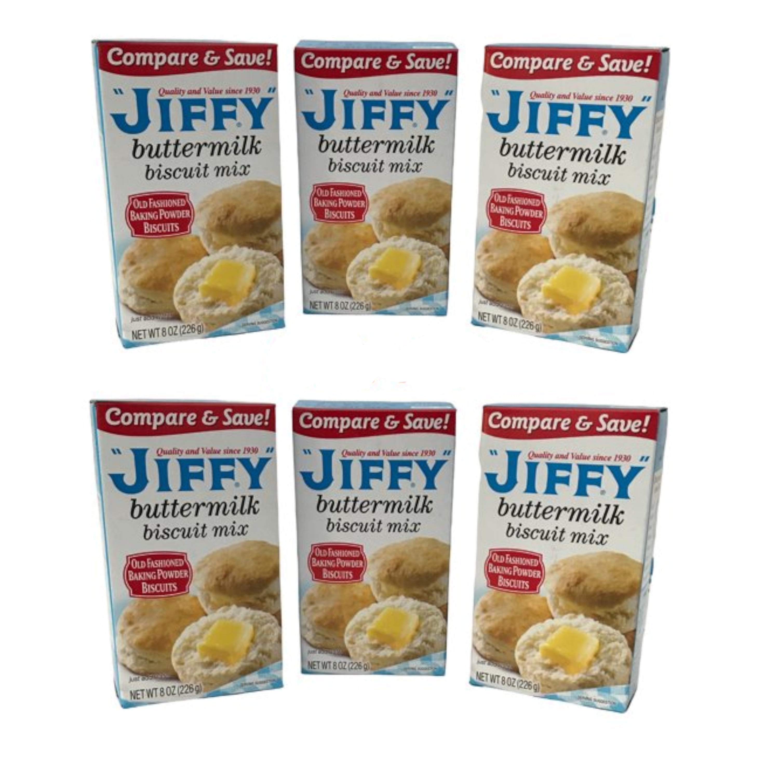 Jiffy Buttermilk Biscuit Mix, 8 Ounce, Pack of 6