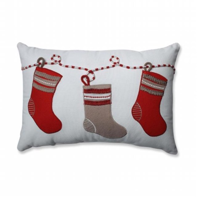 Pillow Perfect 599205 Bas de Campagne Rouge & Blanc Rectangulaire Jeter Oreiller