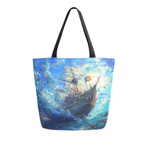 DIXRUYEE Tote Bag Women Weekender Travel Bag Shoulder Handbag The Sunken Treasure Printed