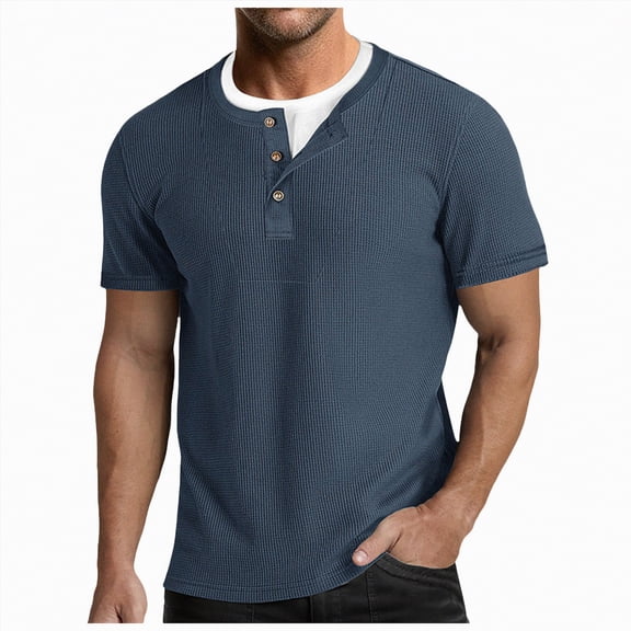 Leey-World Men's 2 Pack Acid Wash Cotton T-Shirts Oversized Unisex Short Sleeves Summer Casual Basic Tee Tops Mens T-Shirts(Dark Blue,L)