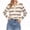 Beige, variant on Women's Striped Long Sleeve Polo Knit Sweater Casual Lapel Henley Pullover Top