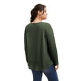 thumbnail image 2 of TEMOFON Womens Long Sleeve Plus Size Pleat Design Tops Casual Crewneck Shirts Waffle Knit Tops, 2 of 5