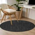 thumbnail image 5 of Black 3.3ft Round Rug, Farmhouse Burlap Solid Black Color Modern Linen Texture Non-Skid Rubber Backing Large Area Rugs - Living Room Bedroom Home Office, Indoor Floor Mat Carpets Washable Rug, 5 of 9