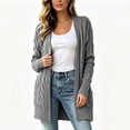 thumbnail image 4 of Diufon Cable Knit Cardigan Women Long Sleeve Cozy Chunky Knit Open Front Sweater with Pockets Going Out Fall Winter Long Jackets, 4 of 5