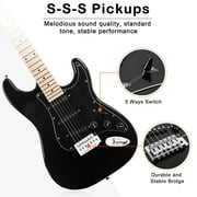 Glarry 6 Strings Right Hand Electric Guitar Package for Beginner,Black
