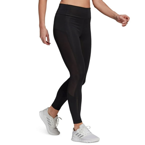 adidas Womens Mesh Panel Full Length Leggings,Black,X-Small