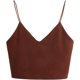 thumbnail image 1 of playera corta de punto acanalado sin mangas con cuello en V para mujer Café oxidado CH Café oxidado CH Xishao ropa, 1 of 2