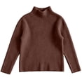 thumbnail image 5 of BRGZLK Girls Mock Neck Sweater Tops Fall Winter Sweet Cute Solid Color Ribbed Knit Long Sleeve Stretch Fit Inner Layer Tees for Outings, Kids Clothes Coffee 6-10 Years, 5 of 7