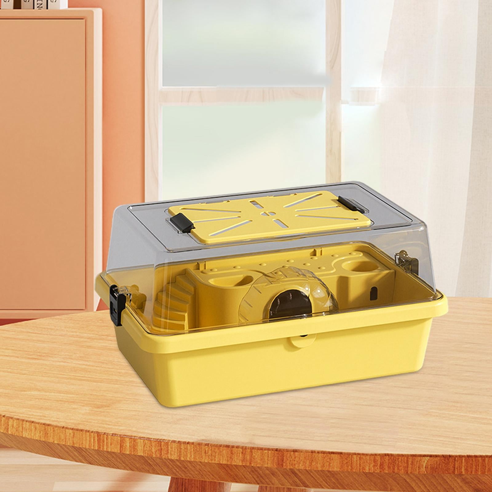 balikha Large Hamster Cage Creative Transparent Portable Enclosure Two-Tiered Exercise Playing House with Openable Top Suitable for Animal Enthusiasts Home Tr Yellow