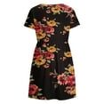 thumbnail image 5 of Juebong Women's Baby Doll Dress Summer Casual Tunic Pleated Flowy Swing Short Sleeve Black V Neck Mini Dress High Waist Floral Print Mini Boho Sun Dress With Pocket, 5 of 5