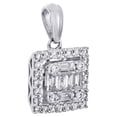 thumbnail image 2 of 14K White Gold Round & Baguette Diamond Mystery Set Square Halo Pendant 0.20 Ct., 2 of 6