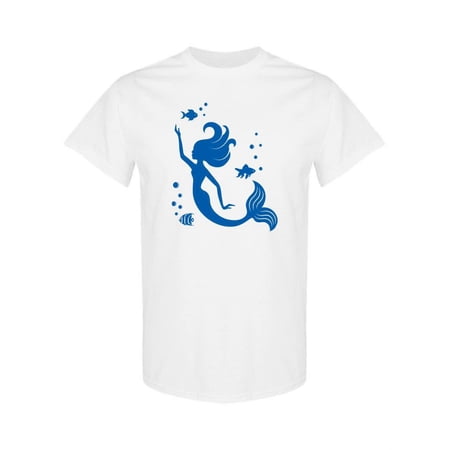 Mermaid And Fish Outlined T-Shirt Women -SPIdeals Designs Female 4X-Large
