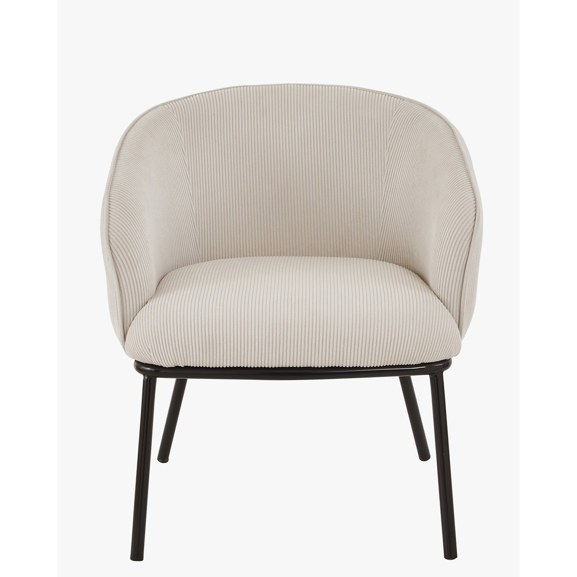 GDF Studio Mid-Century Modern Barrel Accent Chair with Corduroy Upholstery & Metal Legs, Beige