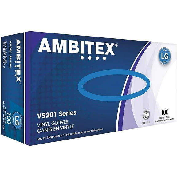 Ambitex X-Large Vinyl Gloves V5201 Series 100 Count