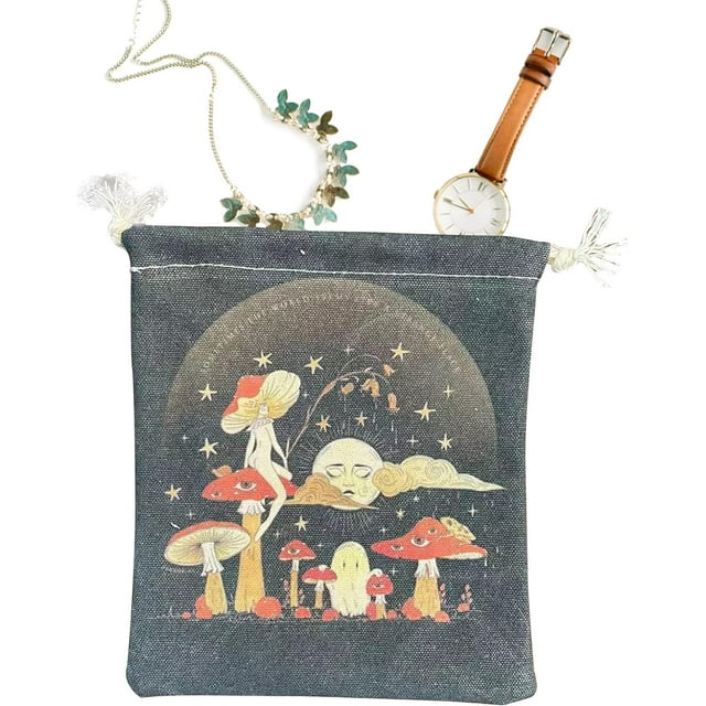 Sac de Rangement pour Cartes de Tarot HUGFEGWE / Sac de Runes de Tarot avec Pochette à Cordon, Porte-Cartes de Tarot Déesse Champignon pour Amateurs de Tarot CJB91-32826