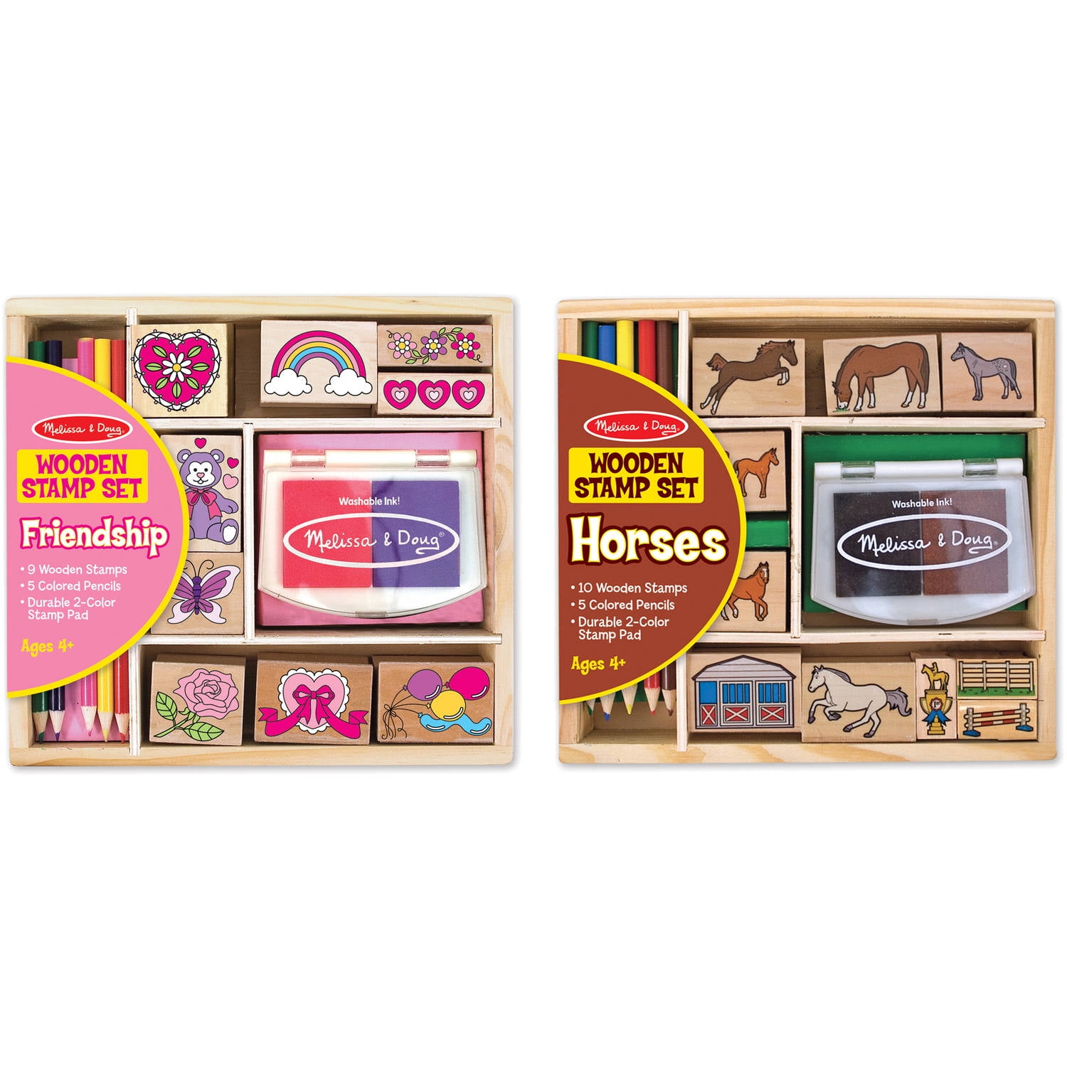 Melissa & Doug Deluxe Wooden Stamp and Coloring Set 30 Stamps, 6 Markers, 2 Durable 2-Color Stamp Pads Fairy Tale