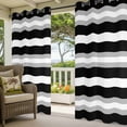 thumbnail image 5 of Outdoor Curtains for Patio Waterproof, Black Grey Stripe Windproof Pravicy Outside Porch Blackout Curtain, Minimalist Farmhouse Striped Sun Blocking Grommets Curtains for Cabana Gazebo 54"x84", 5 of 9