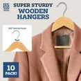 thumbnail image 2 of ZOBER 10 Piece High Grade Non Slip Wooden Suit Hangers, Natural, 2 of 4