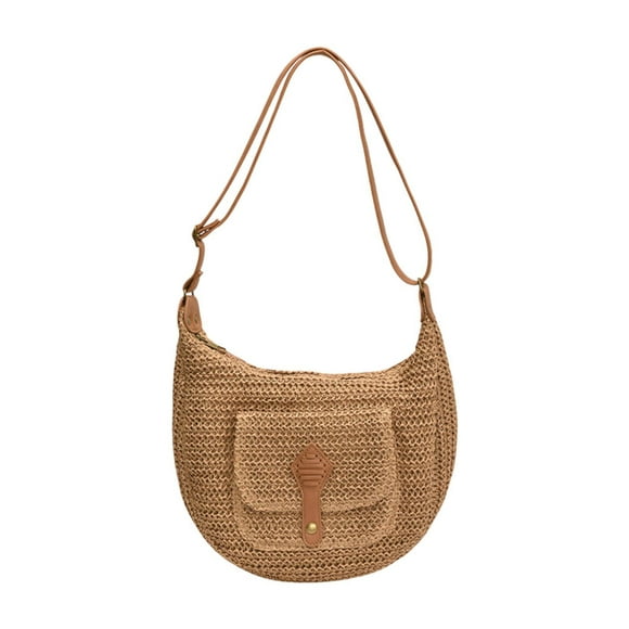 Bolso de hombro bohemio tejido a mano para mujer, bolso de viaje para cumpleaños de verano. caqui