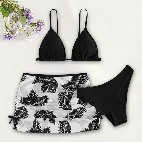 Shadoumai Girls Swimsuits Adjustable Straps V Neck Ribbed Bikini Set Teen Girl Swimming Bathing Suit 2 Pieces Swimwear