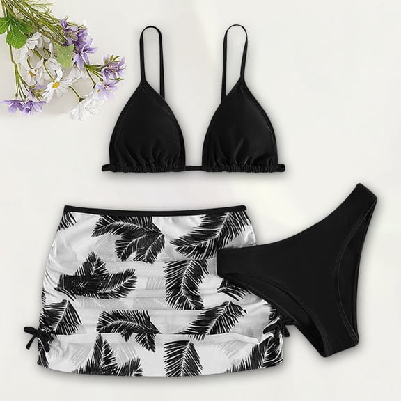 Zylarhe Swimming Suit for Girls,Girls Swimsuit 3 Piece Tankini for Girls Swimming Suits Girl Swimwear with Chest Pad 13-14 Years Black