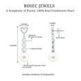 thumbnail image 6 of Rosec Jewels 6.25 CT Diamond Earrings with Freshwater Pearl Drop, Diamond and Pearl Dangle Earrings, Pearl Drop Dangle Earrings with Gold Heart, 925 Sterling Silver, 6 of 7