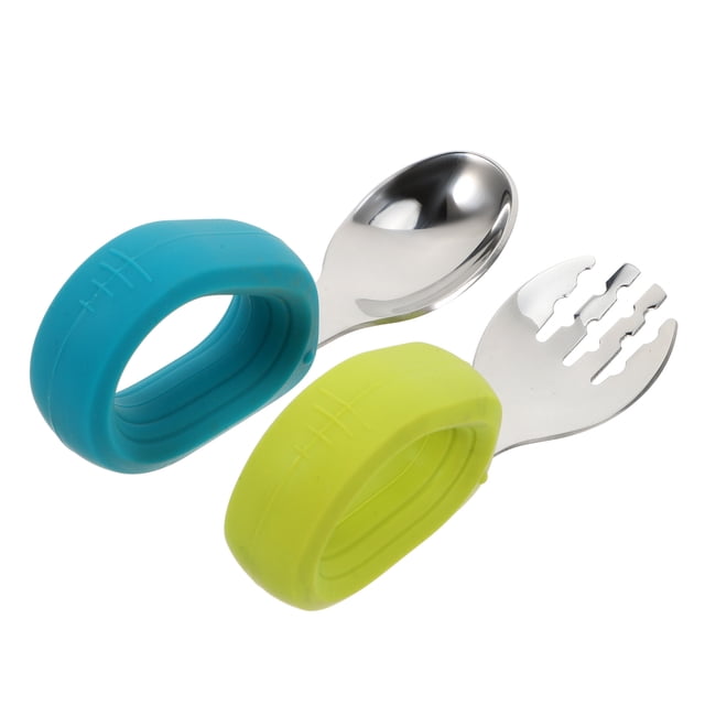 Miangastore Metal Toddler Utensils Set Ergonomic Design Home Use 2Pcs 3.93X1.57X1.18in