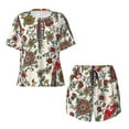 thumbnail image 4 of Naloa Dark Enchanted Flowers And Birds Women's Short-Sleeved Pajama Set, Loungewear, Summer pajamas, Breathable Cozy - Large, 4 of 9