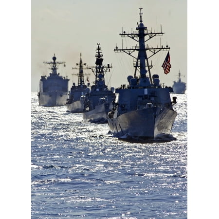 LAMINATED POSTER U.S. Navy and Japan Maritime Self-Defense Force ships are underway in formation during Keen Sword 2 Poster Print 24 x