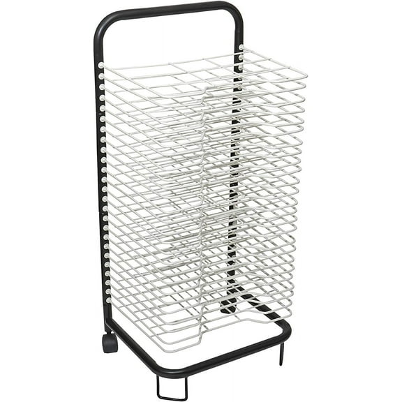 Pearington Mobile Art Drying Rack for Classrooms, Art Studio, 25 Shelves, White