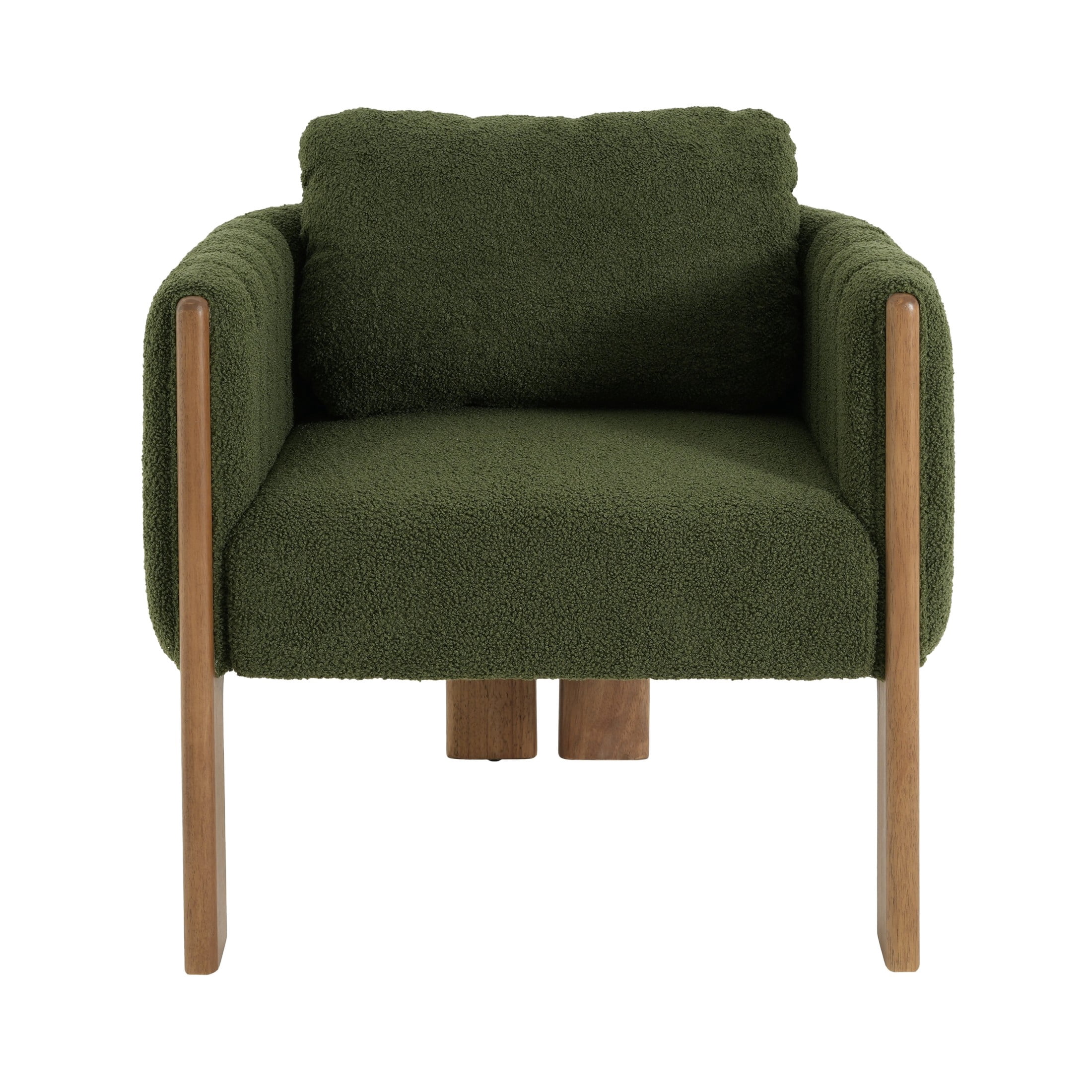 Christopher Knight Home Set of 2 Boucle Upholstered Dining Chairs, Channel Tufted Accent Chairs, Green+Walnut