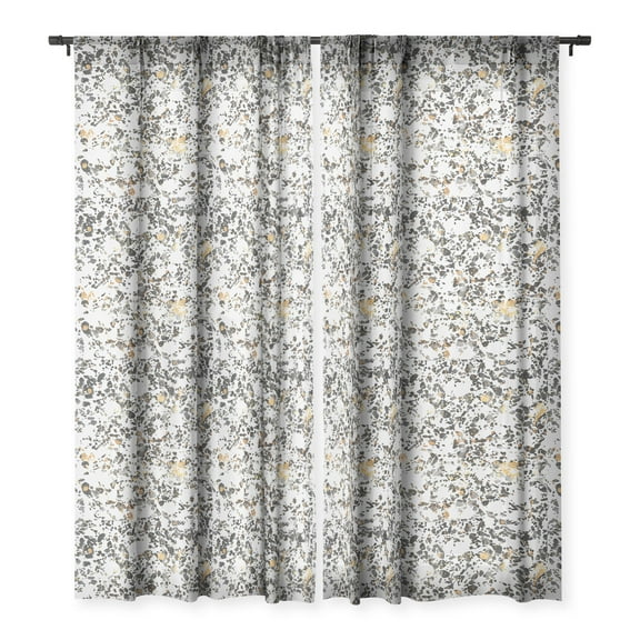 Society6 Elisabeth Fredriksson Gold Speckled Terrazzo Single Panel Sheer Window Curtain 50" x 84"