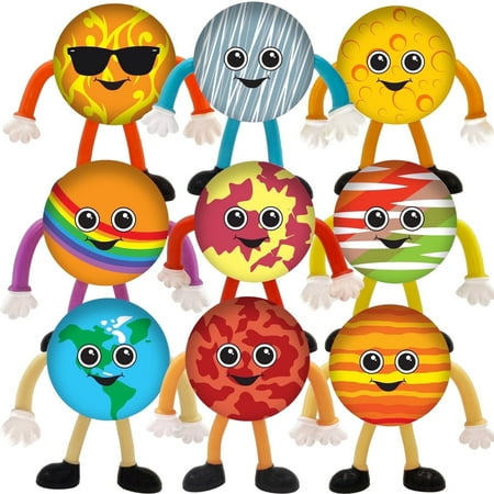 ArtCreativity 9-Piece Bendable Solar System Planet Figurines for Kids Ages 3 to 12, 2.75-inch Space Toys, Birthday Party Favors
