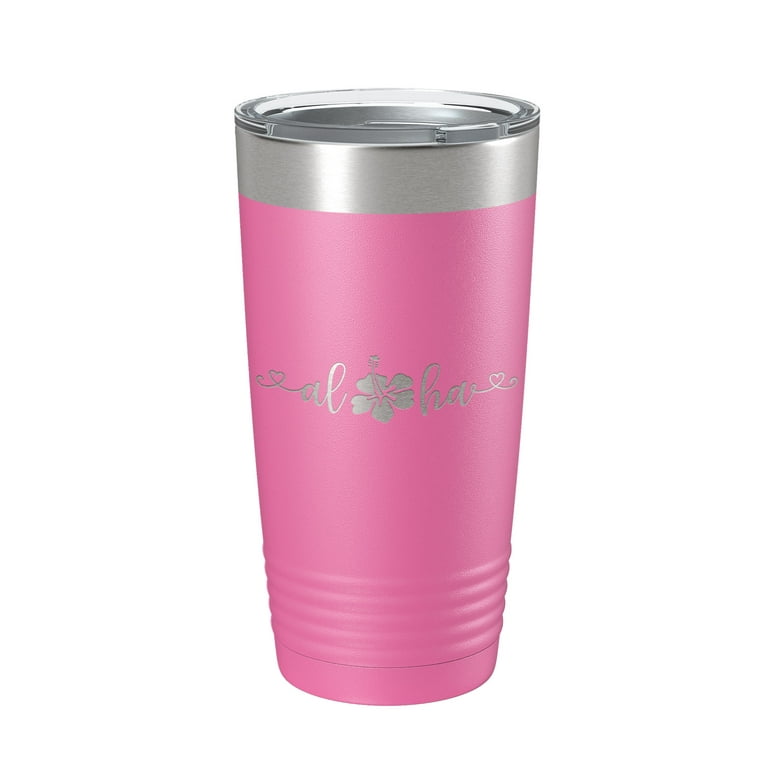 Aloha Hibiscus Tumbler Flower Travel Mug Cute Insulated Laser Engraved  Coffee Cup Hawaii 20 oz Pink