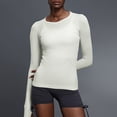 thumbnail image 5 of Neewe Seamless Long Sleeve Shirts for Women Waist Length - Workout Athletic Running Gym Yoga Tops Crewneck Breathable, 5 of 9