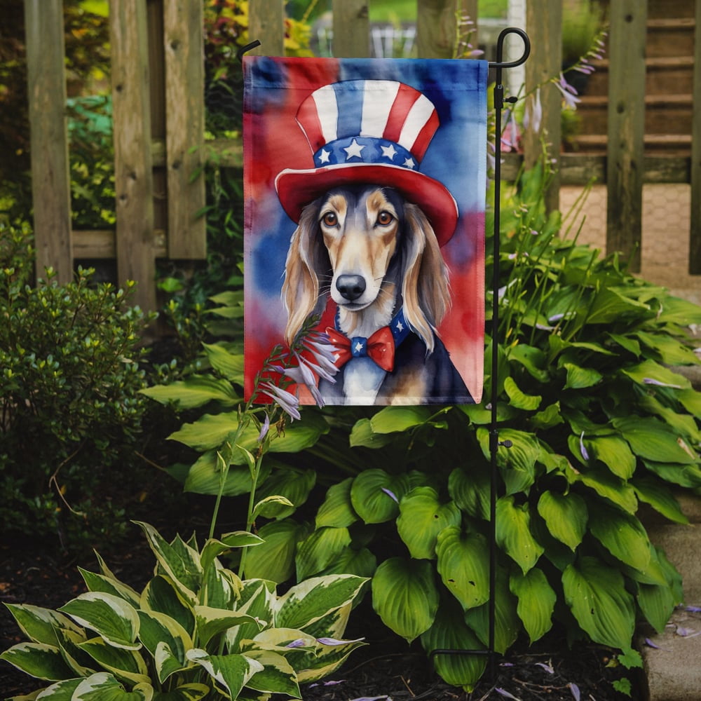 Saluki Patriotic Garden Flag 11.25 in x 15.5 in