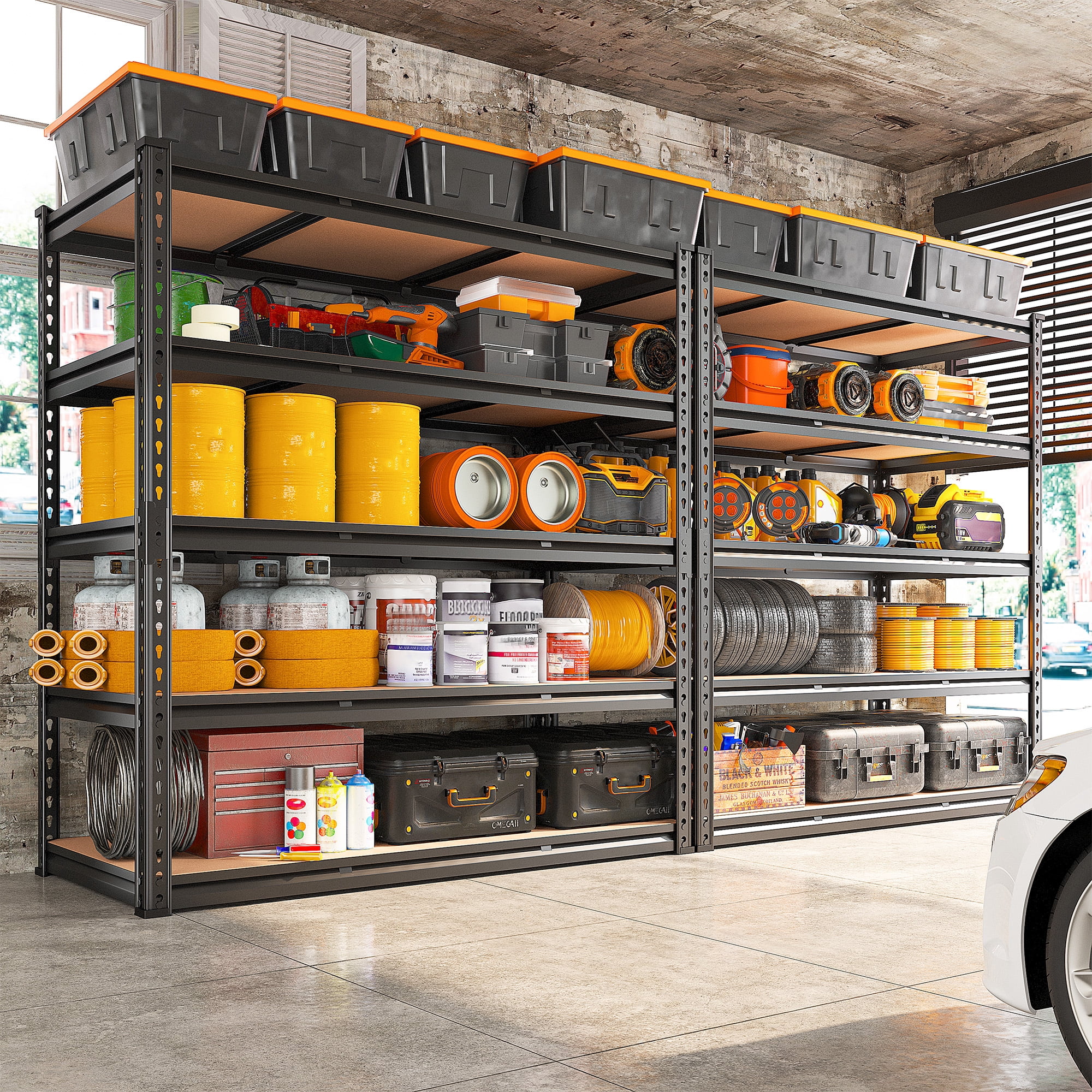 REIBII Adjustable Steel Heavy Duty Garage Storage Shelf , 48" W x 24" D x 72" H, 3020 lbs