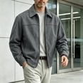 thumbnail image 5 of Josdec Faux Suede Lapel Zip Up Jacket for Men Loose Casual Outer Coat with Pockets Solid Color for Fashion Daily S‑2XL, 5 of 8
