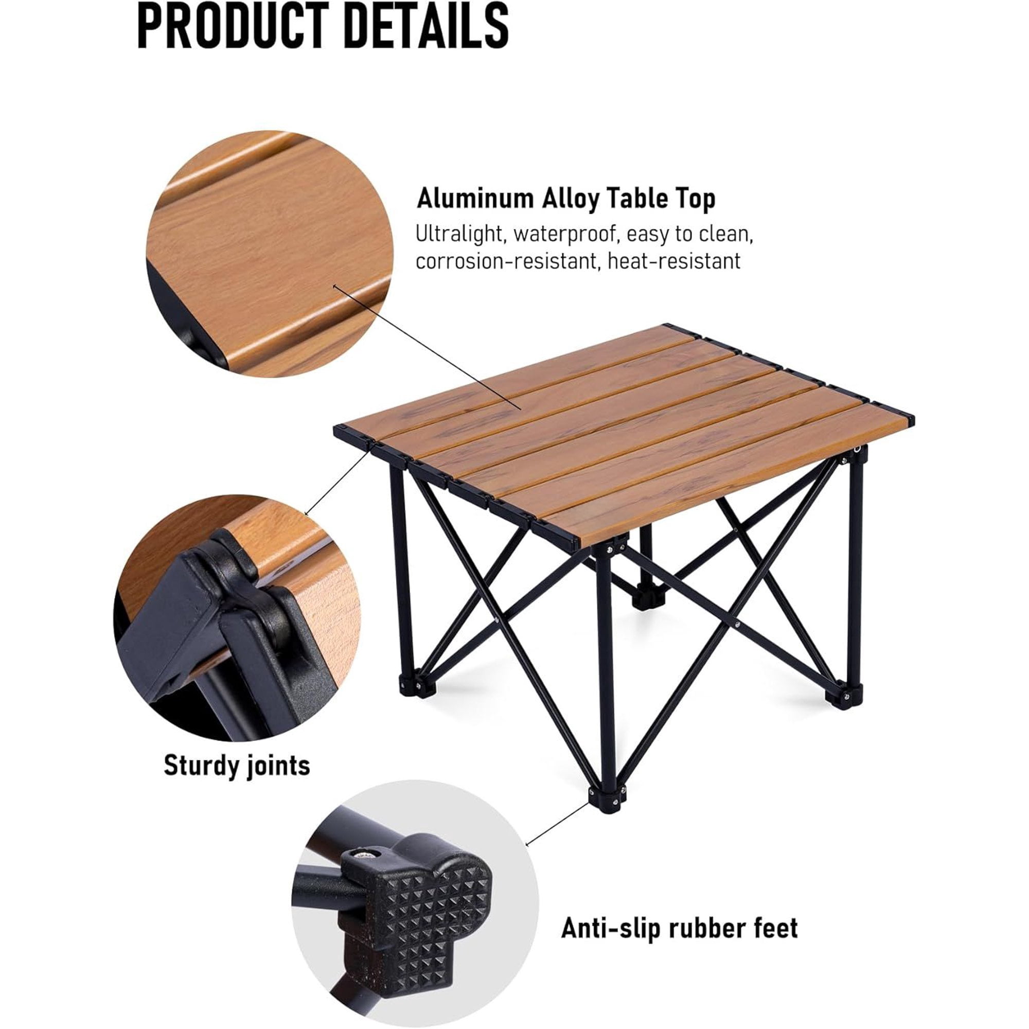 Ultralight Camping Table, Compact Aluminum Folding Beach Table with Carry Bag for Outdoor, Picnic BBQs, and Cooking