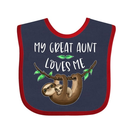 

Inktastic My Great Aunt Loves Me Cute Sloth and Baby Gift Baby Boy or Baby Girl Bib